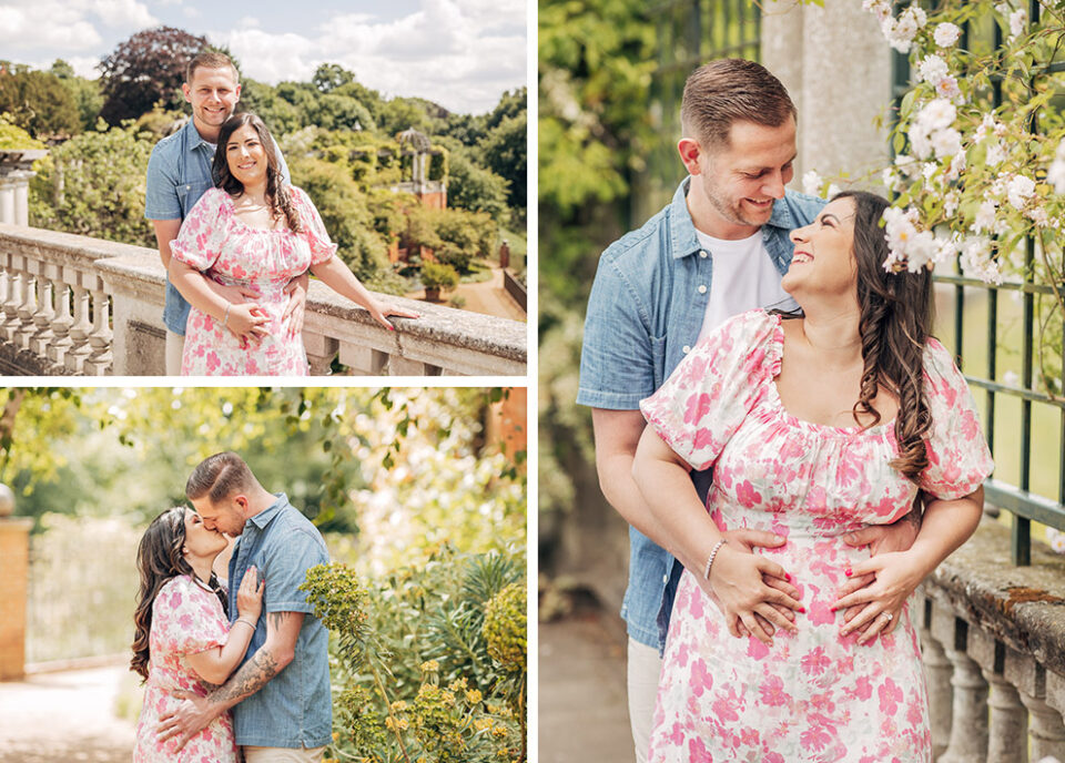 A trio of images of a young couple together in London
