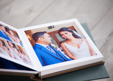 Stock style image of an open wedding album